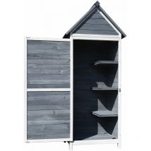 Wiltec - Armoire de jardin en bois – Gris – 77 x 53 x 179 cm – avec Porte & Toit en pente à pignon – avec Isolation bitumineuse – Jardinage Rangement