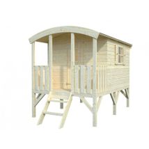Cabane De Jardin Pour Enfant En Épicéa Nordique 3,3 M² – Hauteur 225 Cm – Panneaux Préfabriqués 16 Mm – Terrasse Intégrée Avec Accès Escalier – Der 