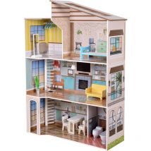 Teamson Kids - Maison de poupée en bois enfant 3 étages avec 17 accessoires multicolore Méditerranéen Olivia's Little World TD-13551B - Rose