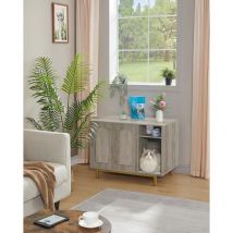 Maison de Toilette Chat, Meuble Litière Chat Cachés, Grège