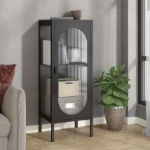 Furniture Limited - Aparador alto vidrio y acero negro 40x35x105