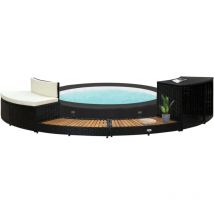 Abcrital - Furniture Limited - Bordo Spa Nero Polyrattan e Legno Massello di