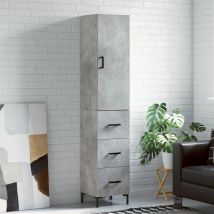 Jinlefu - Furniture Limited - Buffet haut Gris béton 34,5x34x180 cm Bois