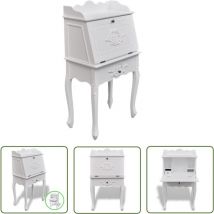 The Living Store Bureau en style français Bois - Bureau Français - Bureau Vintage - Meuble De Bureau - Bureau Secrétaire - Bureau Blanc