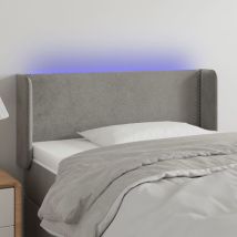 Furniture Limited - Cabecero con led de terciopelo gris claro