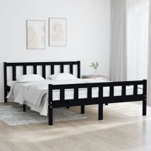 Furniture Limited - Cadre de lit sans matelas noir bois massif