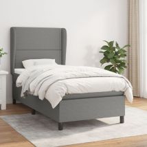 Jinlefu - Cama box spring con colchón tela gris oscuro 80x200 cm vidaXL