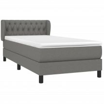 Cama box spring con colchón tela gris oscuro 100x200 cm vidaXL