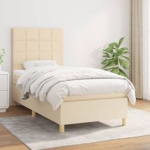 Cama box spring con colchón tela color crema 80x200 cm vidaXL