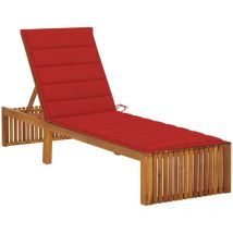 Furniture Limited - Chaise longue avec coussin Bois d'acacia