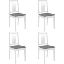 Lot de 4 Chaises de salle à manger - Chaises à dîner avec coussins Blanc Bois solide BV881098
