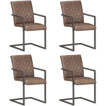 Hommoo - Furniture Limited - Chaises à manger cantilever lot de 4 marron c