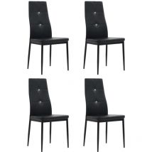 Prolenta Premium - Lot de 4 Chaises - Chaises de salle à manger / Noir Similicuir