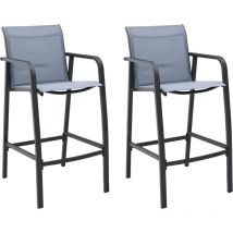 Furniture Limited - Chaises de bar de jardin lot de 2 Gris