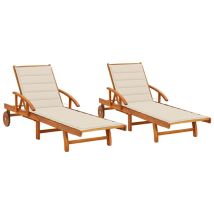 Prolenta Premium - Furniture Limited - Chaises longues lot de 2 avec coussins Bois