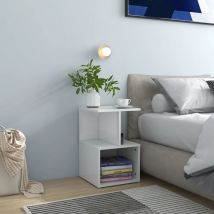 Furniture Limited - Comodino Bianco Lucido 35x35x55 cm in Legno