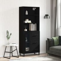 Furniture Limited - Credenza Nera 69,5x34x180 cm in Legno