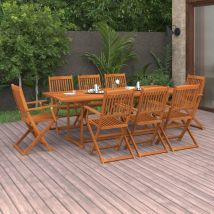 Prolenta Premium - inlife Mobilier à dîner de jardin 9 pcs Bois d'acacia massif