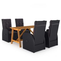Furniture Limited - Ensemble à manger de jardin 5 pcs Noir