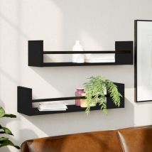 Prolenta Premium - Furniture Limited - Estantes de pared con barras 2 unidades negro