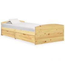Furniture Limited - Estructura de cama con 2 cajones madera