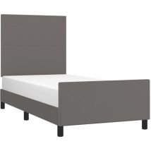 Estructura de cama sin colchón cuero sintético gris 100x200 cm vidaXL
