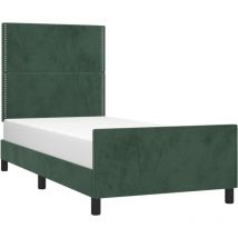Jinlefu - Estructura de cama sin colchón terciopelo verde oscuro 90x190cm vidaXL