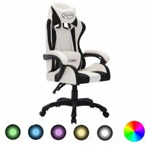 Furniture Limited - Fauteuil de jeux vidéo avec led rvb Blanc et