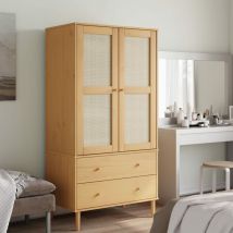 Furniture Limited - Garde-robe senja aspect rotin marron bois mas