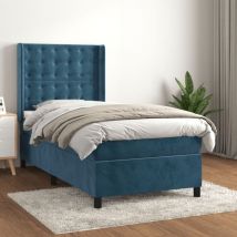 Furniture Limited - Giroletto a Molle con Materasso Blu Scuro