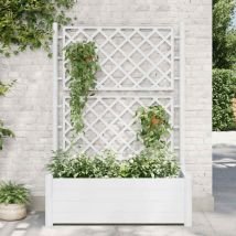 Prolenta Premium - Jardinière Bac a Fleur avec treillis 100x43x142 cm pp Blanc 85483