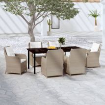 Furniture Limited - Juego de comedor de jardín 7 piezas marrón