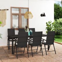 Furniture Limited - Juego de comedor para jardín 7 piezas negro