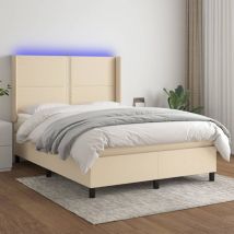 Furniture Limited - Letto a Molle con Materasso e led Crema
