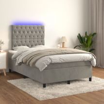 Furniture Limited - Letto a Molle Materasso e led Grigio Chiaro