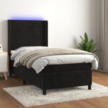 Furniture Limited - Letto a Molle con Materasso e led Nero