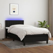 Furniture Limited - Letto a Molle con Materasso e led Nero 90x200