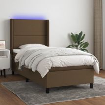 Furniture Limited - Letto a Molle Materasso e led Marrone Scuro