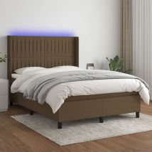 Furniture Limited - Letto a Molle Materasso e led Marrone Scuro