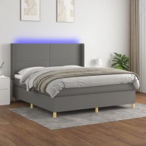 Furniture Limited - Letto a Molle Materasso e led Grigio Scuro