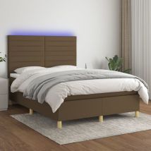 Furniture Limited - Letto a Molle Materasso e led MarroneScuro