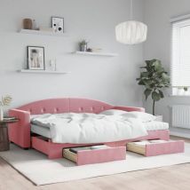Furniture Limited - Lit de jour avec gigogne et tiroirs rose