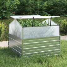 Prolenta Premium - inlife Lit surélevé de jardin avec serre 100x100x85 cm Argenté - Argent
