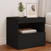 Furniture Limited - Mesita de noche con luces led negro 50x40x45
