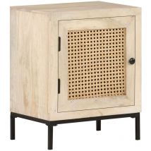 Furniture Limited - Mesita de noche madera maciza mango y caña