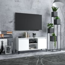Furniture Limited - Meuble tv avec pieds en métal Blanc