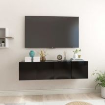 Furniture Limited - Mobili Porta tv Pensili 2pz Neri 60x30x30 cm