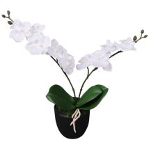 Furniture Limited - Orchidea Artificiale con Vaso 30 cm Bianca
