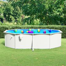 Prolenta Premium - Piscine ovale avec parois en acier 490x360x120 cm Blanc