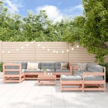 Furniture Limited - Salon de jardin 10 pcs avec coussins bois mas